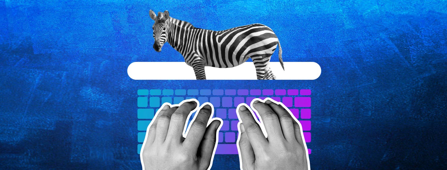 hands type on keyboard and search for rare disease zebra
