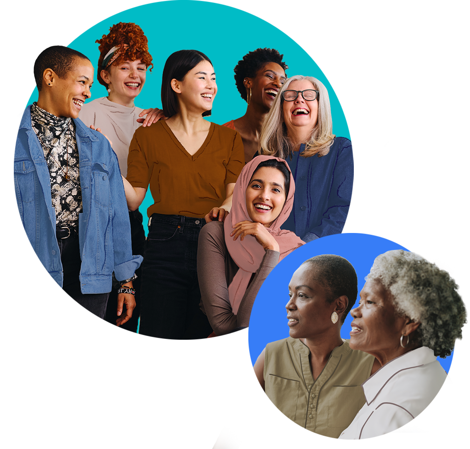 community-sponsorships-products-large-2026 A group of happy supportive women and an adult daughter with her mother.